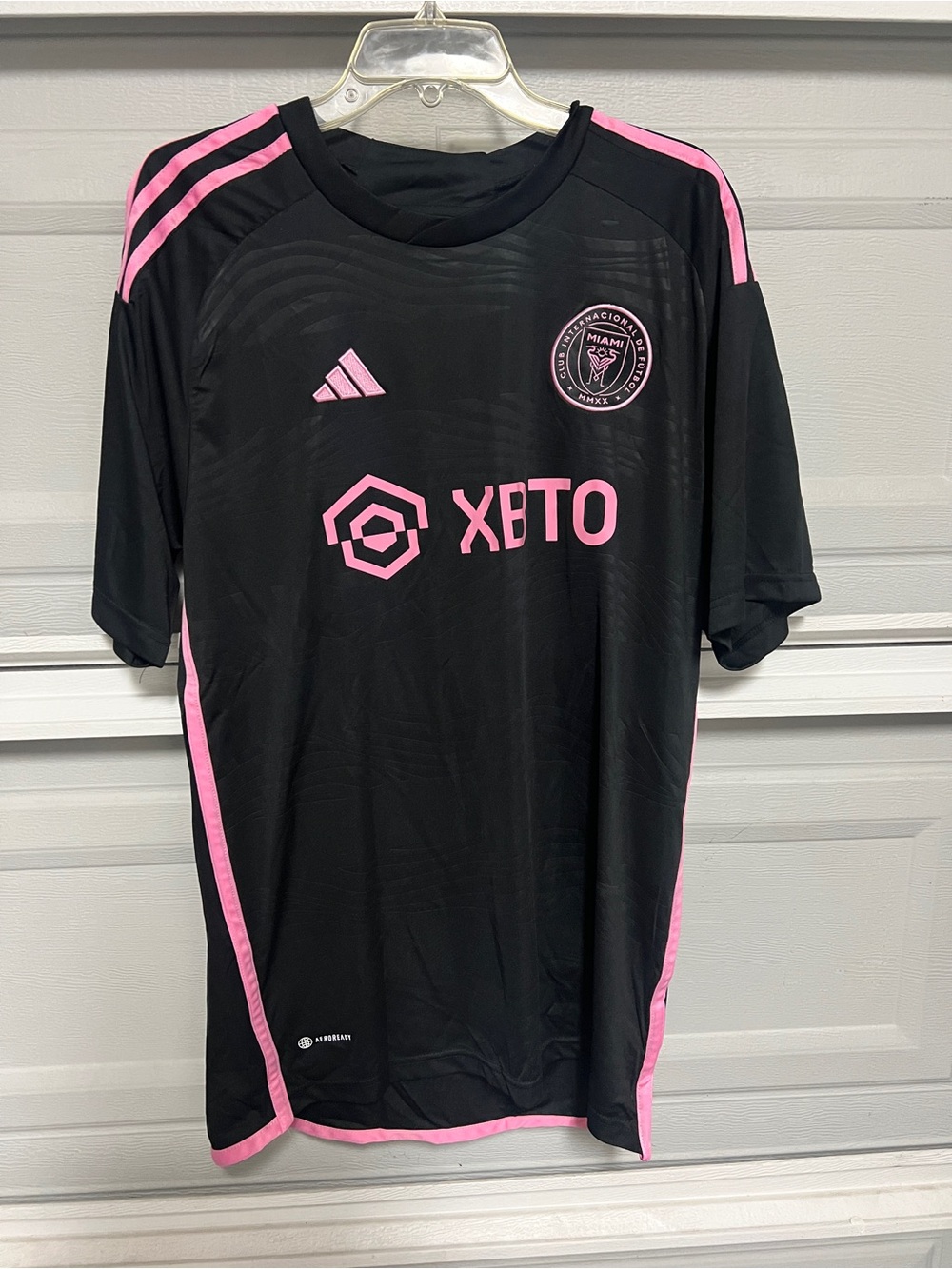 adidas Men 2XL Slim Black and Pink Soccer Jersey - Inter Miami Style